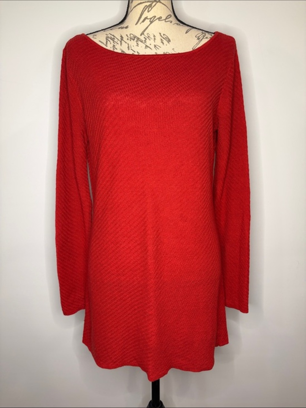 Ralph Lauren black label textured woven linen tunic sweater bateau neckline M